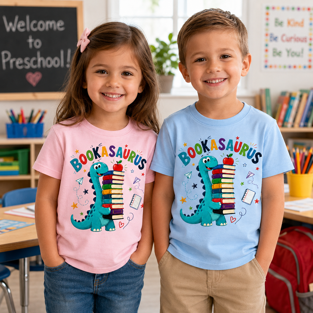 Funny Bookasaurus Back to School Shirt for Kids