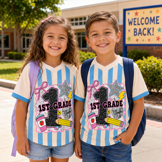 Custom Grade Baseball Jersey Kid, Personalized Name and Number School Shirt