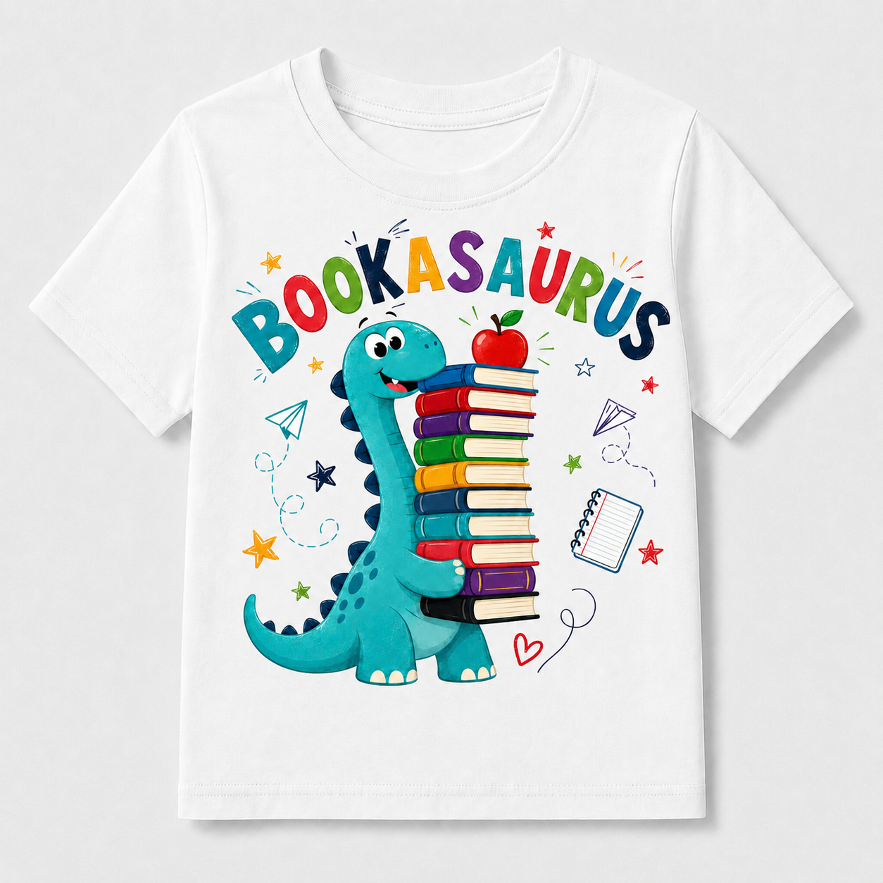 Funny Bookasaurus Back to School Shirt for Kids
