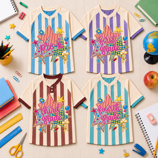Custom Name Grade Baseball Jersey, Personalized Back to School Kids Shirt