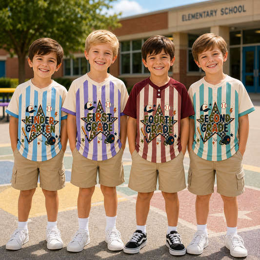 Boys Grade Baseball Jersey, Kids Sports School Outfit, Youth Student Gift