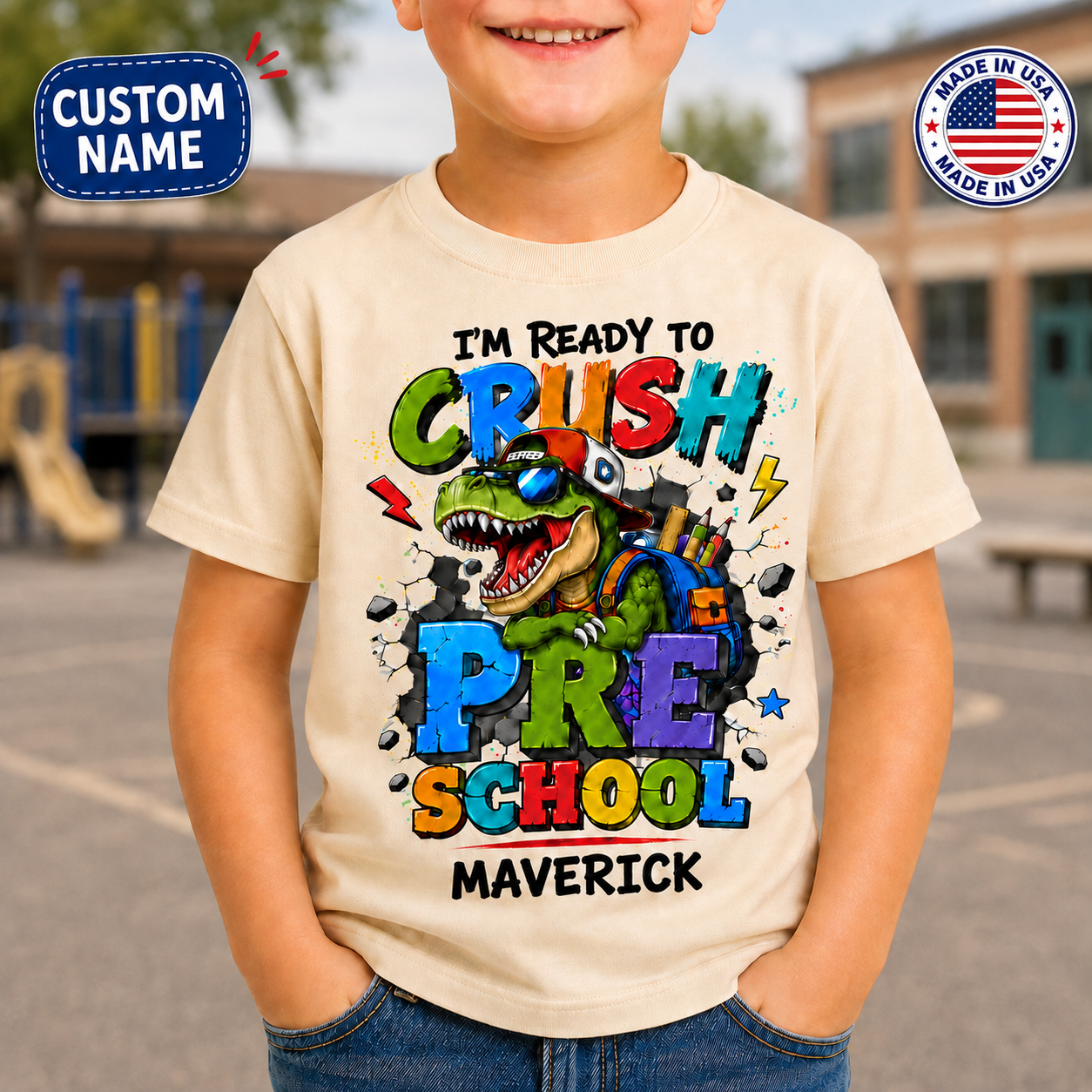 Ready to Crush Pre-K Boy Shirt, First Day of School Tee