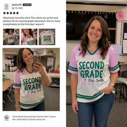 Personalized Teacher Jersey, Back to School Shirt, Custom Name & Grade Teacher Tee