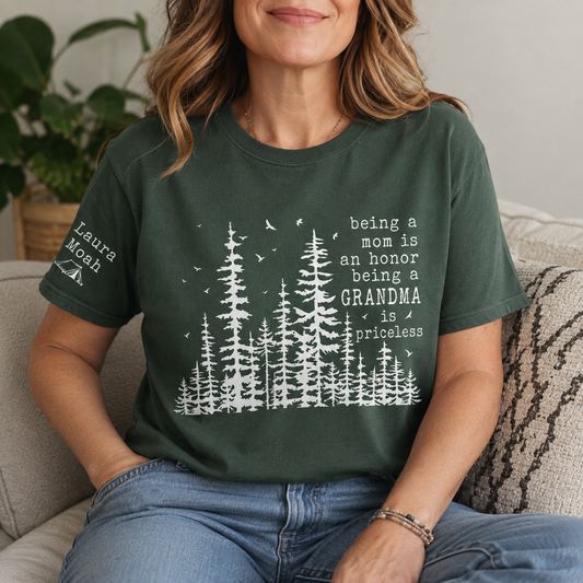 Personalized Grandma Comfort Color Shirt with Grandkids Names, Nature Lover Tee
