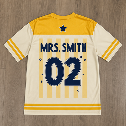 Personalized Teacher Jersey, Back to School Shirt, Custom Name & Grade Teacher Tee