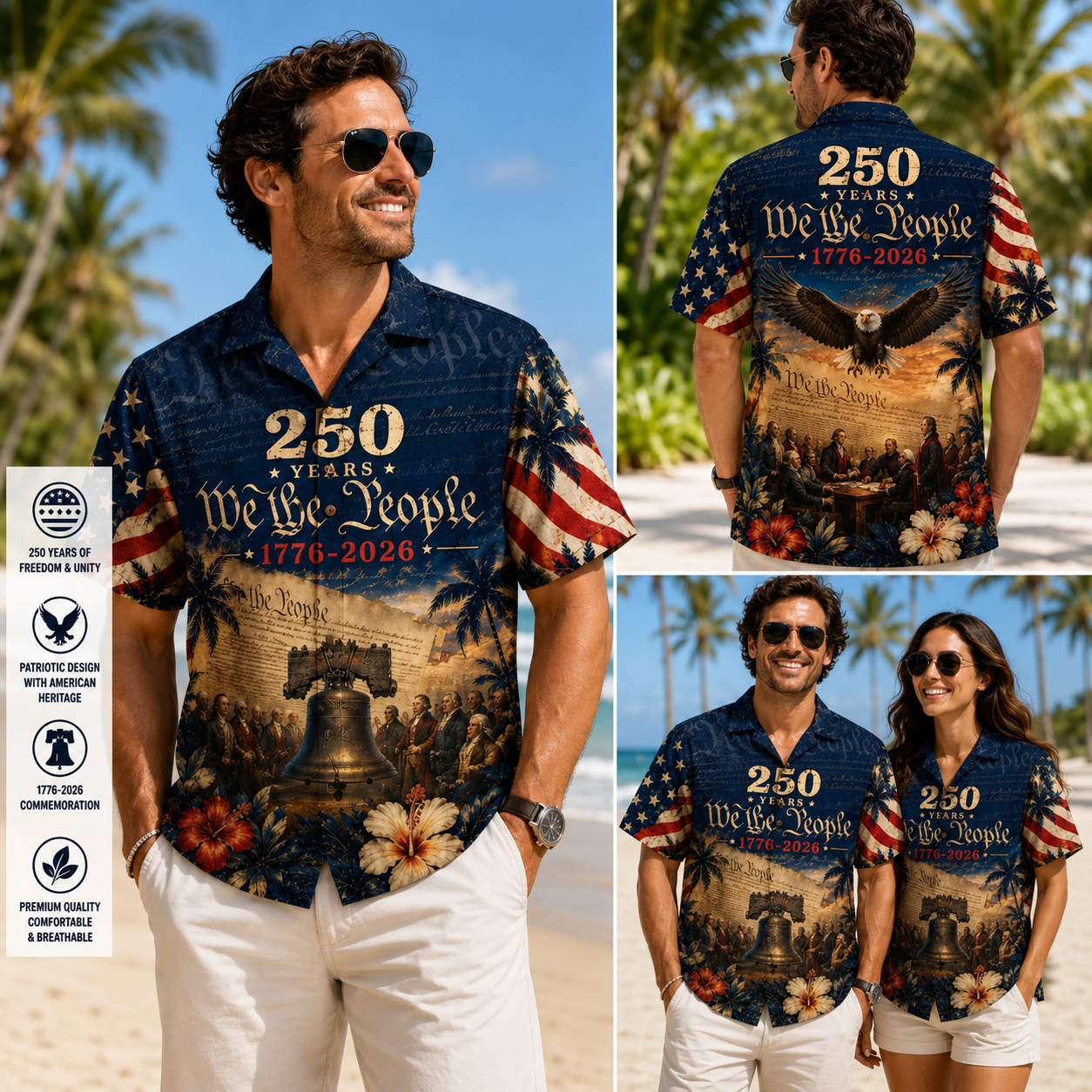 250 Years We The People Hawaiian Shirt, 1776-2026 Patriotic Aloha Shirt