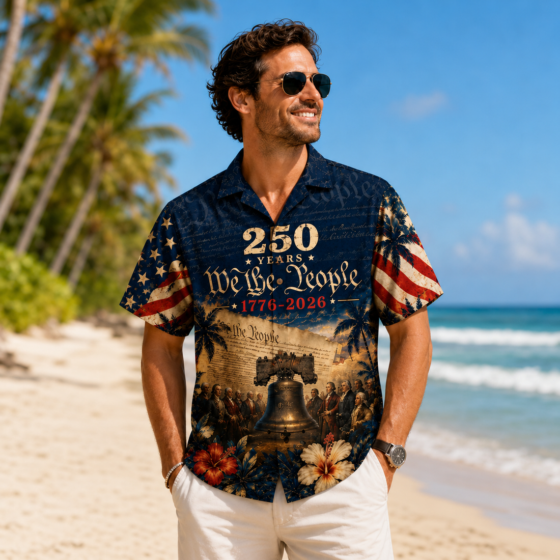 250 Years We The People Hawaiian Shirt, 1776-2026 Patriotic Aloha Shirt