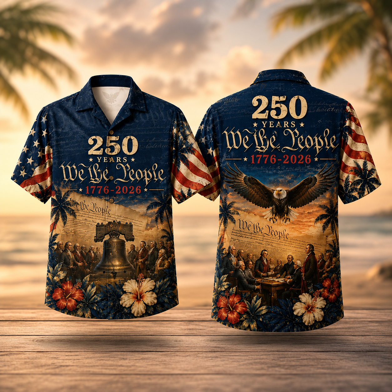 250 Years We The People Hawaiian Shirt, 1776-2026 Patriotic Aloha Shirt