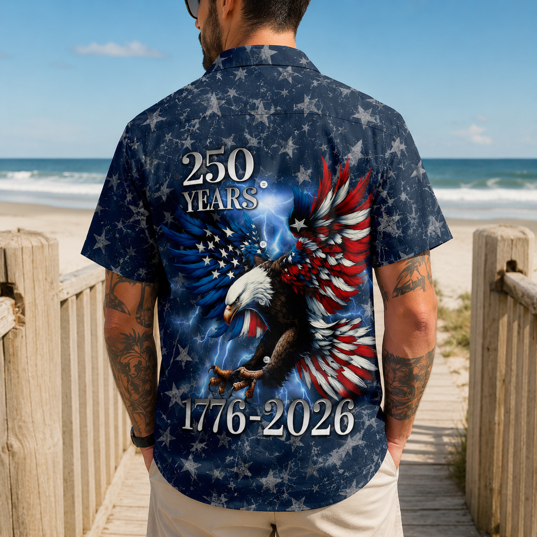 Hawaiian Shirt America's Freedom 250th Anniversary, 1776-2026 Patriotic Short Sleeve Vintage Shirt (Copy)