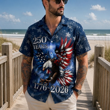 Hawaiian Shirt America's Freedom 250th Anniversary, 1776-2026 Patriotic Short Sleeve Vintage Shirt (Copy)