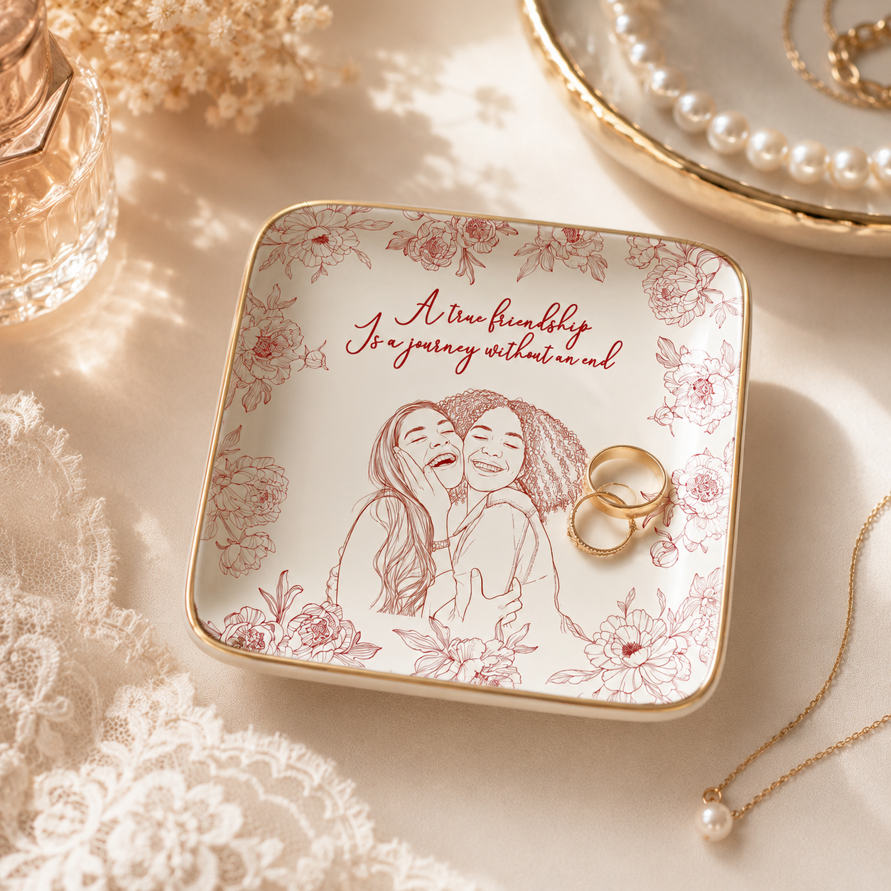 Customized Photo Ring Dish Gift For Friends, Soul Sisters - Personalized Photo Jewelry Dish