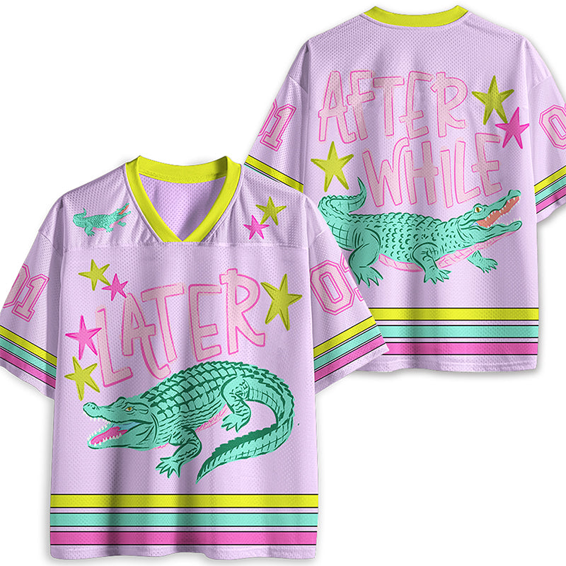 Later Gator After While Crocodile Teacher Mesh Jersey, Back To School Teacher Jersey