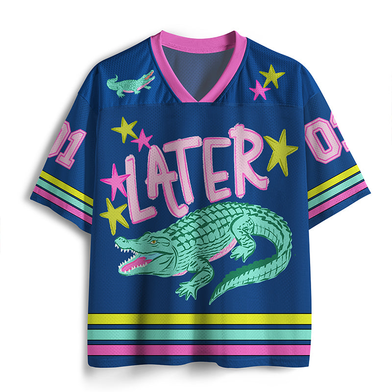 Later Gator After While Crocodile Teacher Mesh Jersey, Back To School Teacher Jersey