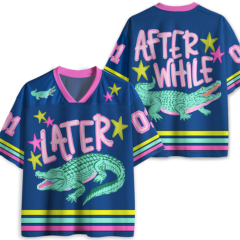 Later Gator After While Crocodile Teacher Mesh Jersey, Back To School Teacher Jersey