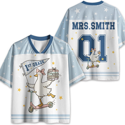 Funny Personalized Name And Grade Silly Goose Teacher Mesh Jersey