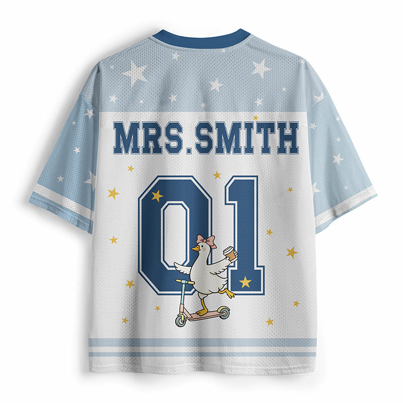 Funny Personalized Name And Grade Silly Goose Teacher Mesh Jersey