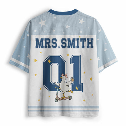 Funny Personalized Name And Grade Silly Goose Teacher Mesh Jersey