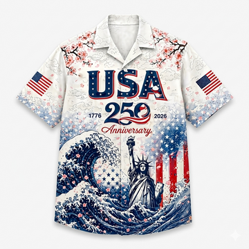America 250 Liberty Wave Hawaiian Shirt