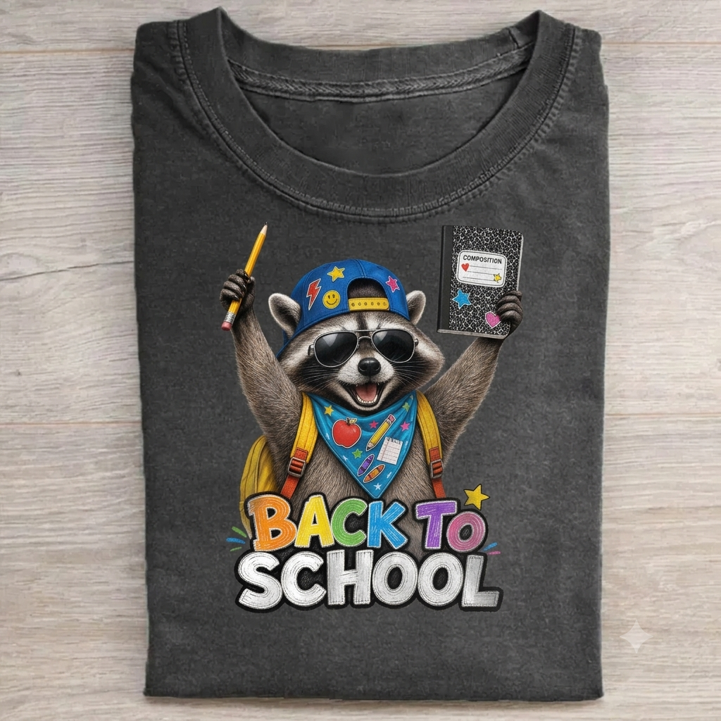 Funny Cool Raccoon Boy Kids First Day of School Shirt