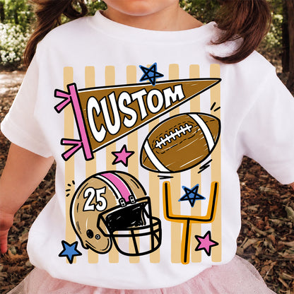 Personalized Custom Football T-Shirt for Kids, Custom Name & Number Youth Football Shirt