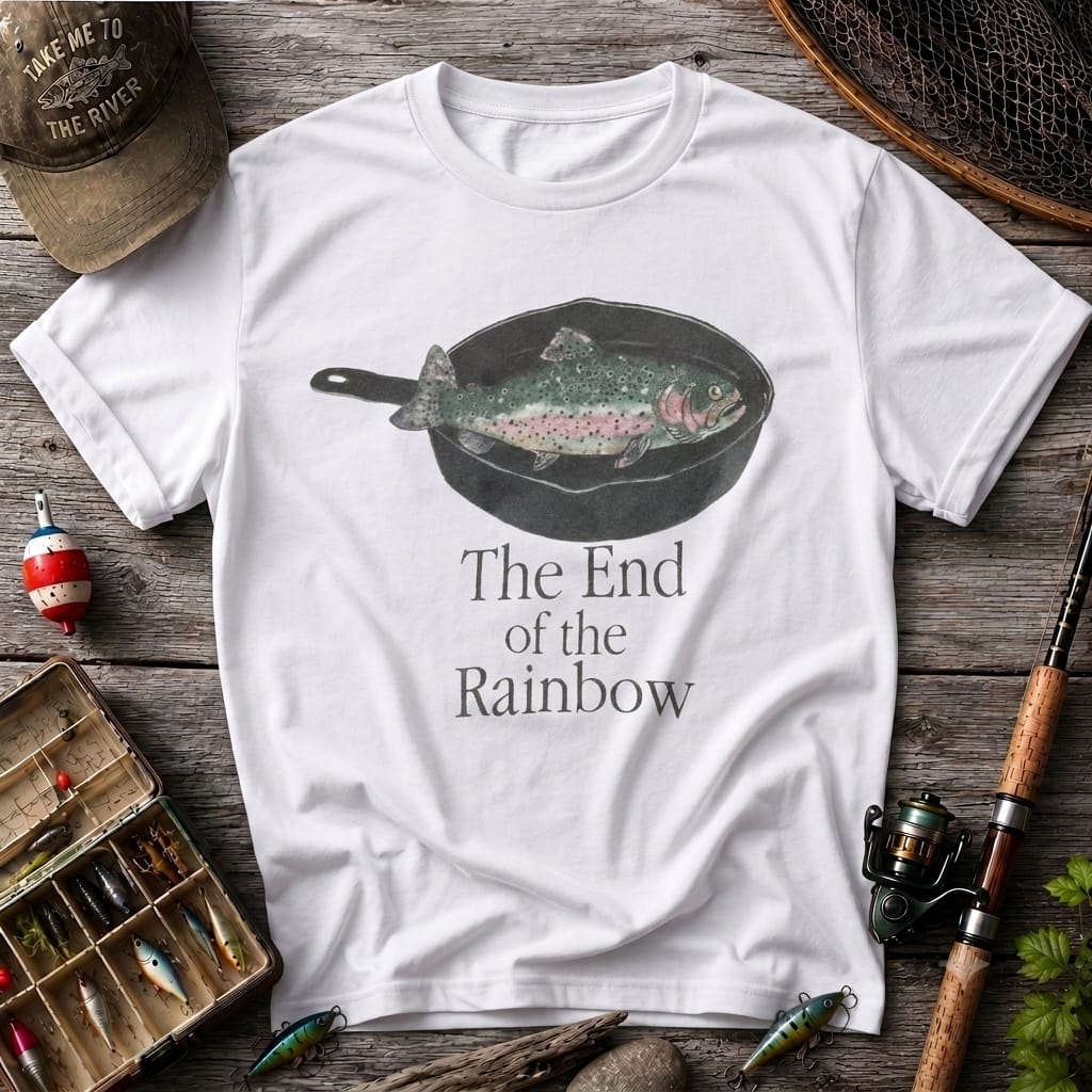 The End of the Rainbow Trout Fishing T Shirt | Funny Fisherman Gift Tee