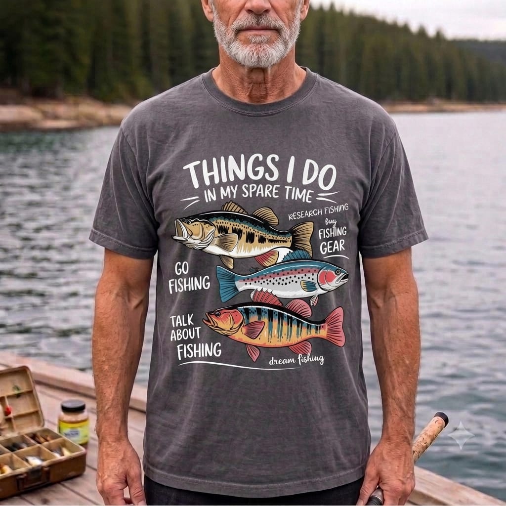 Things I Do In My Spare Time Fishing T Shirt | Funny Fishing Lover Graphic Tee