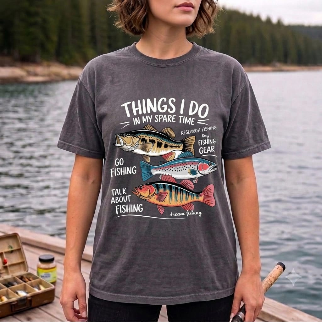 Things I Do In My Spare Time Fishing T Shirt | Funny Fishing Lover Graphic Tee