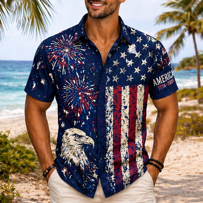250 Years We The People Hawaiian Shirt, American Eagle Patriotic Aloha Shirt