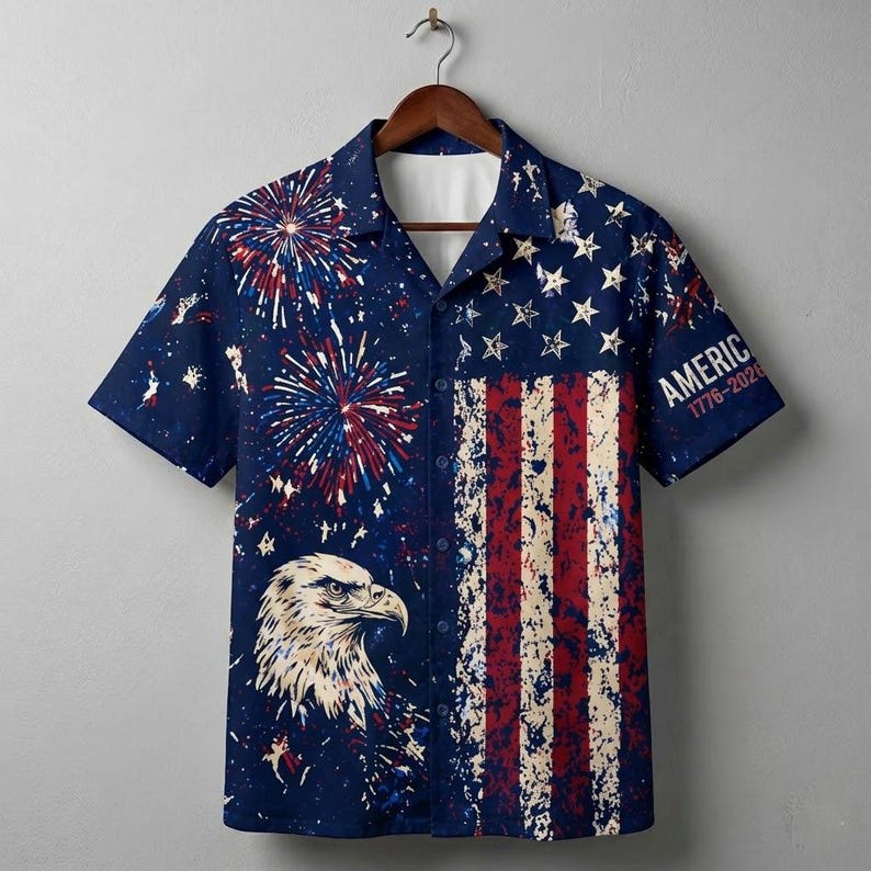 250 Years We The People Hawaiian Shirt, American Eagle Patriotic Aloha Shirt