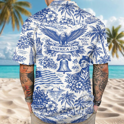 America 250 Hawaiian Shirt 1776–2026, Vintage Patriotic Shirt