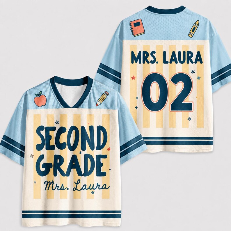 Custom Teacher Name Number Jersey, Back to School Sports Tee, Teacher Appreciation Gift