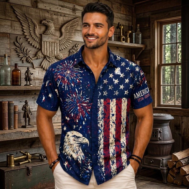250 Years We The People Hawaiian Shirt, American Eagle Patriotic Aloha Shirt