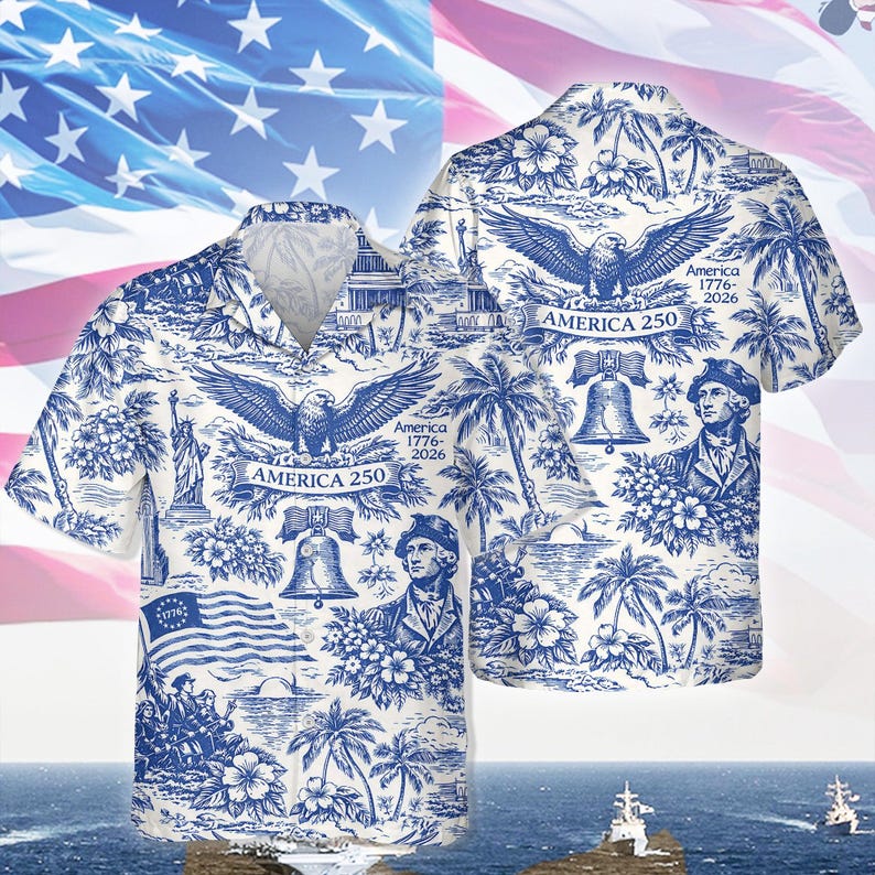 America 250 Hawaiian Shirt 1776–2026, Vintage Patriotic Shirt