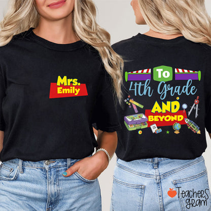 Personalized Name And Grade Teacher Story Beyond Teacher Two-Sided T-Shirt