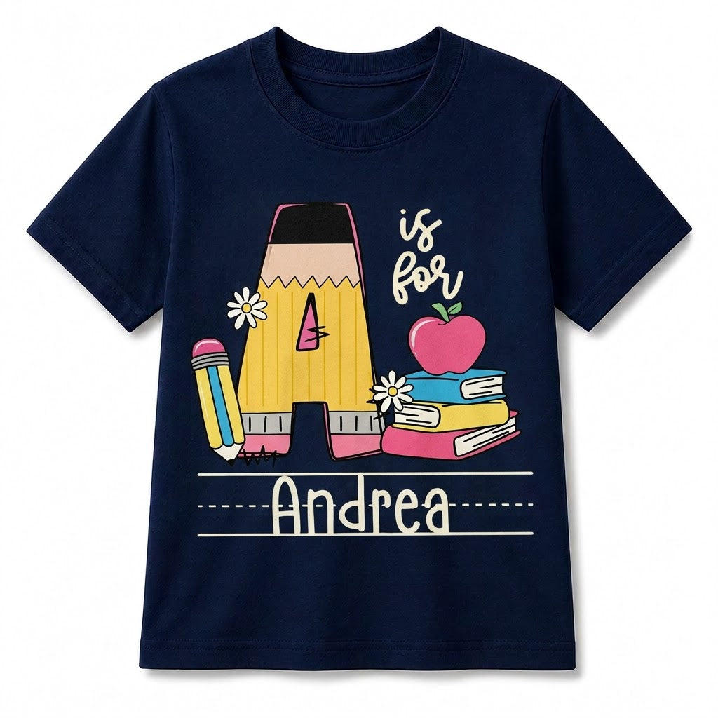 Personalized Preschool Alphabet Shirt, Custom Name Back To School Tee