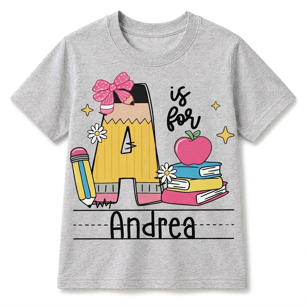 Personalized Preschool Alphabet Shirt, Custom Name Back To School Tee