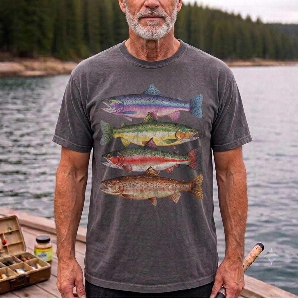 Vintage Trout Species Fishing T Shirt