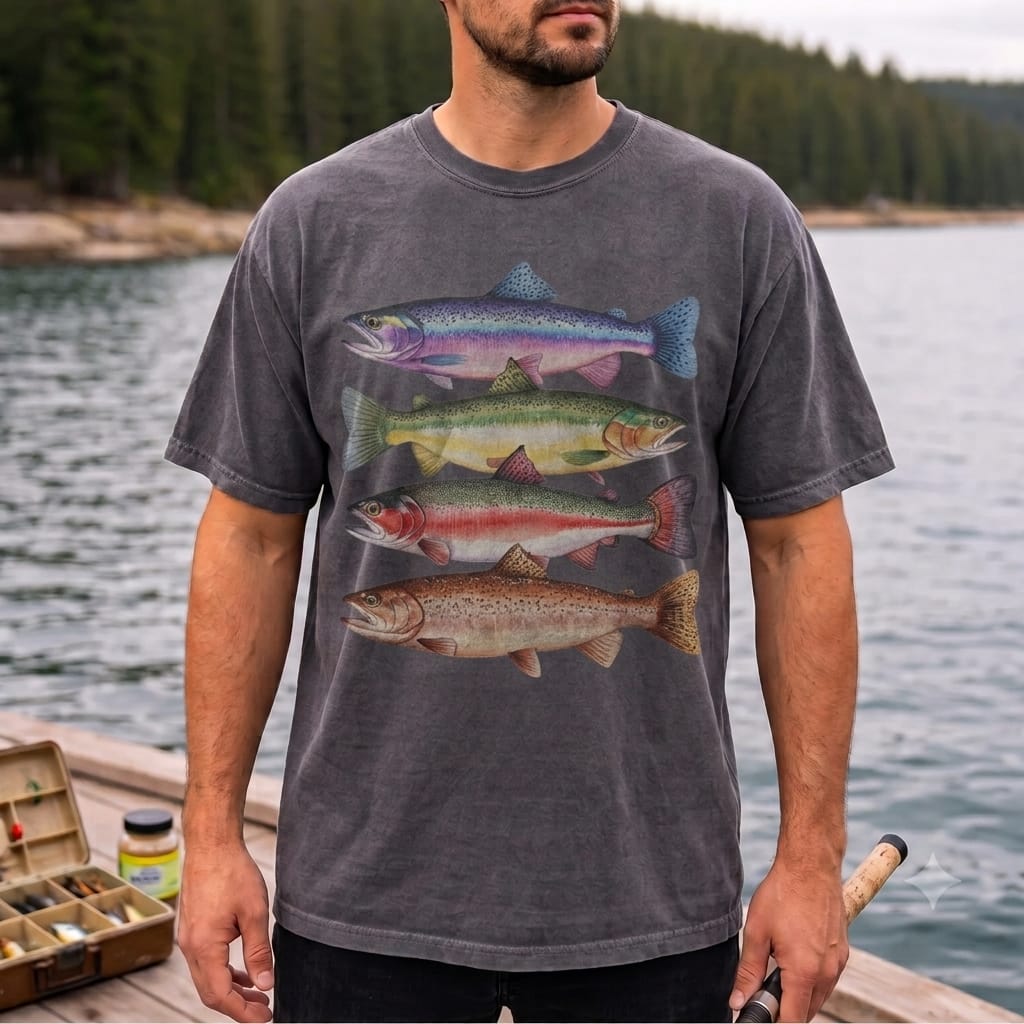 Vintage Trout Species Fishing T Shirt