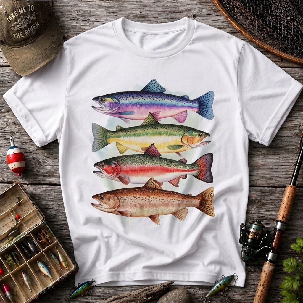 Vintage Trout Species Fishing T Shirt