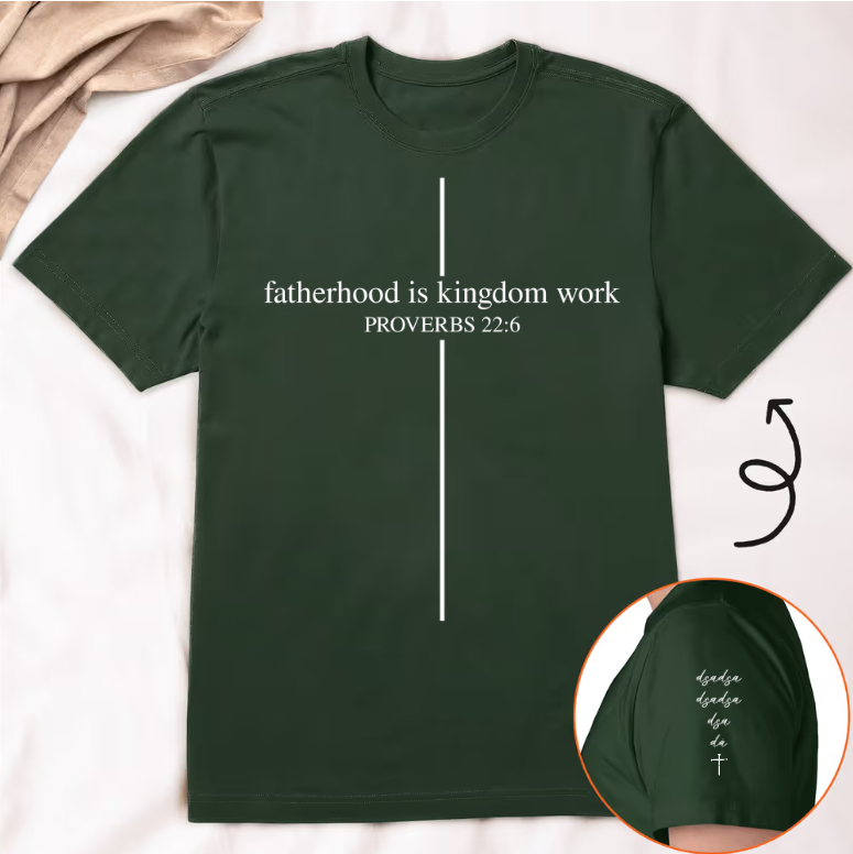 Personalized Fatherhood Is Kingdom Work T-Shirt - Custom Christian Dad Shirt with Kids' Names,Father's Day Gift