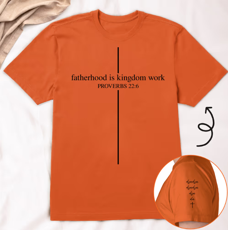 Personalized Fatherhood Is Kingdom Work T-Shirt - Custom Christian Dad Shirt with Kids' Names,Father's Day Gift