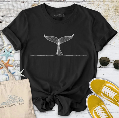 Whale Tail Line Art T-Shirt