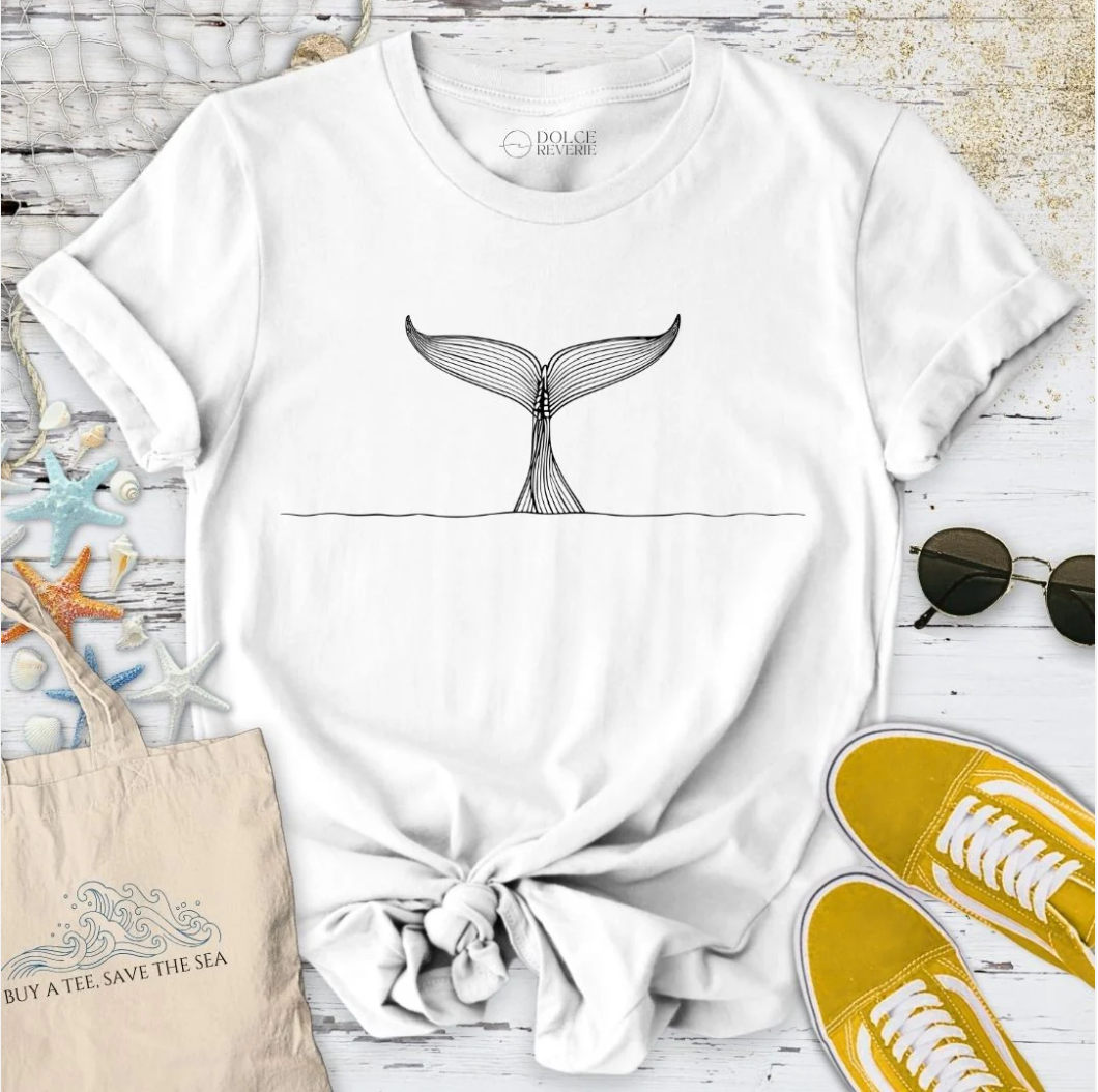 Whale Tail Line Art T-Shirt