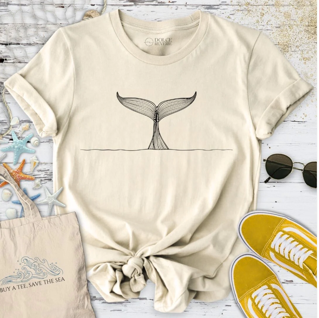 Whale Tail Line Art T-Shirt