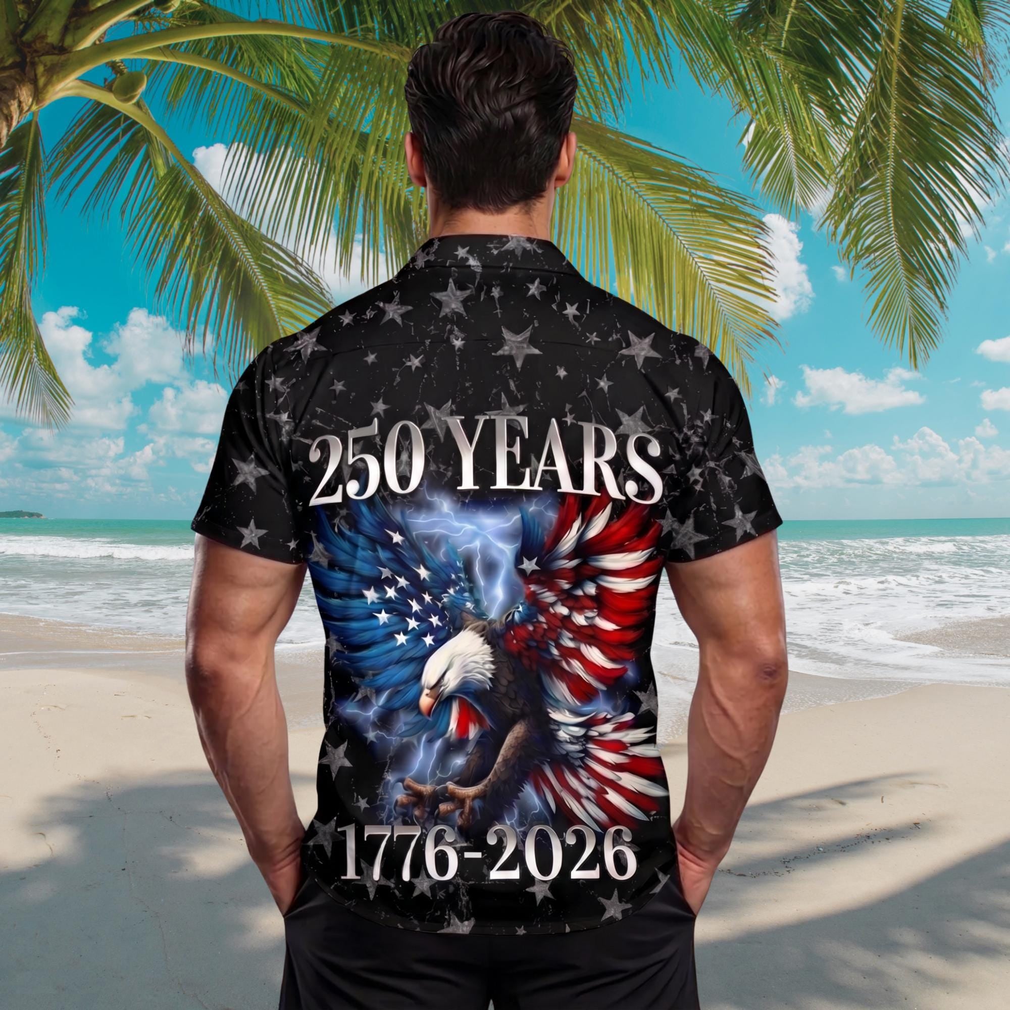 American Eagle 250th Anniversary Hawaiian Shirt, USA Flag Button Down Shirt