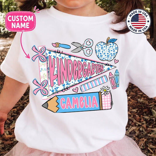 First Day of Kindergarten Shirt for Kids, Back To School Shirt for Girls