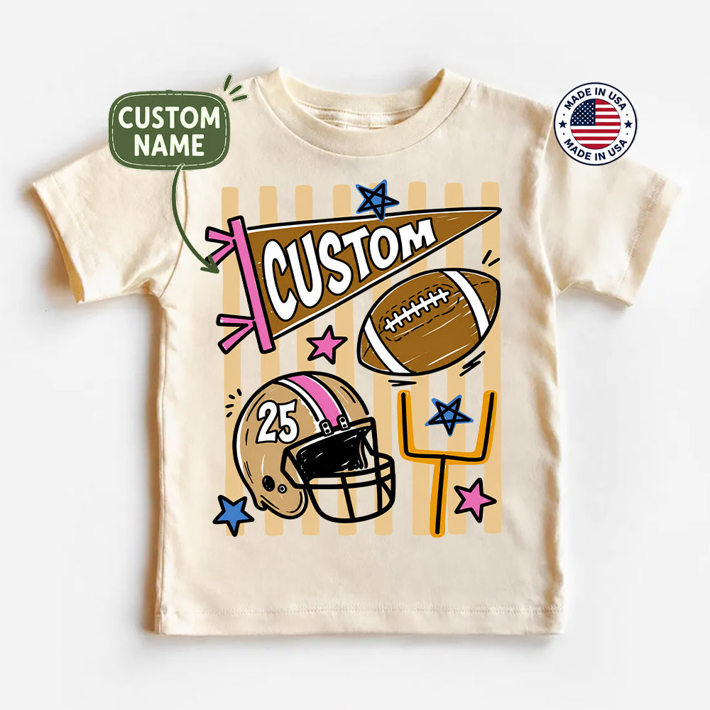 Personalized Custom Football T-Shirt for Kids, Custom Name & Number Youth Football Shirt