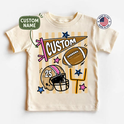 Personalized Custom Football T-Shirt for Kids, Custom Name & Number Youth Football Shirt