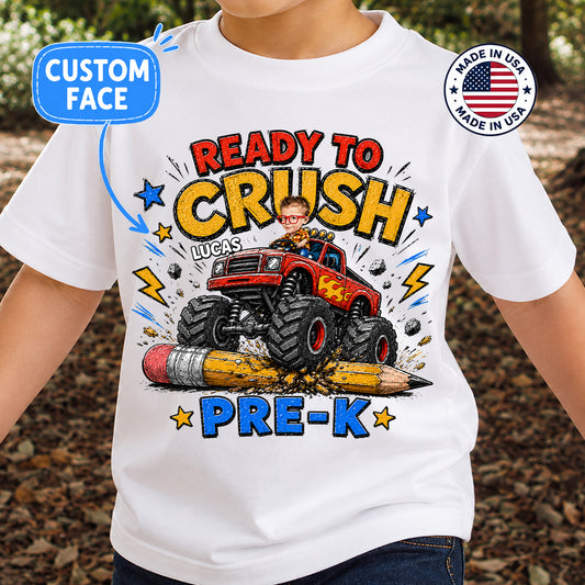 Back to School Personalized Monster Truck Shirt, Custom photo