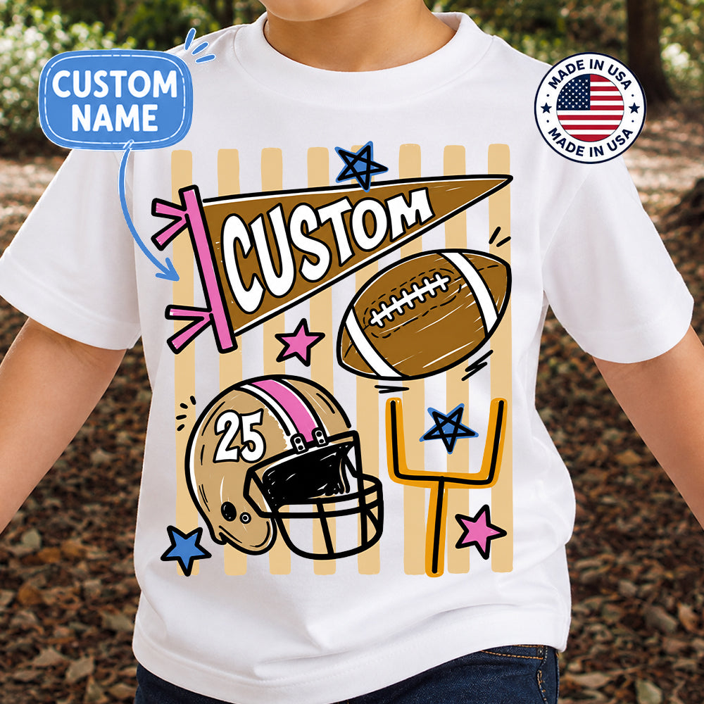Personalized Custom Football T-Shirt for Kids, Custom Name & Number Youth Football Shirt